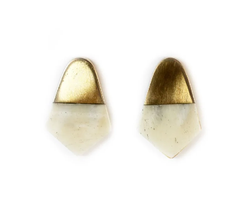 Drop Earrings for Office Wear -Mari Spear Brass and Bone Earrings