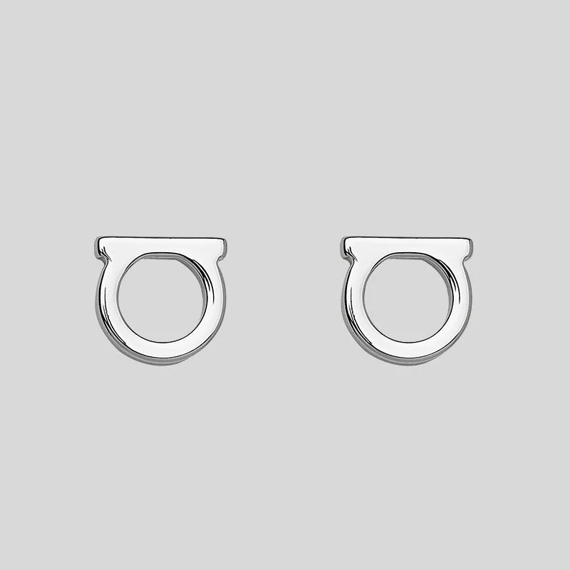 Drop Earrings for Yoga Session -FERRAGAMO Gancini Earrings In Silver Collar Small 696433