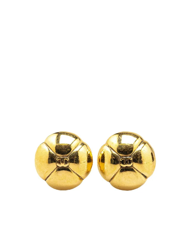 Drop Earrings with Chevron Designs -Gold Plated Clip On Earrings