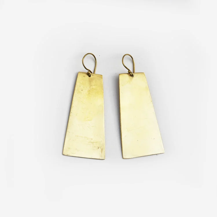 Drop Earrings with Abstract Designs -Shield Brass Earrings