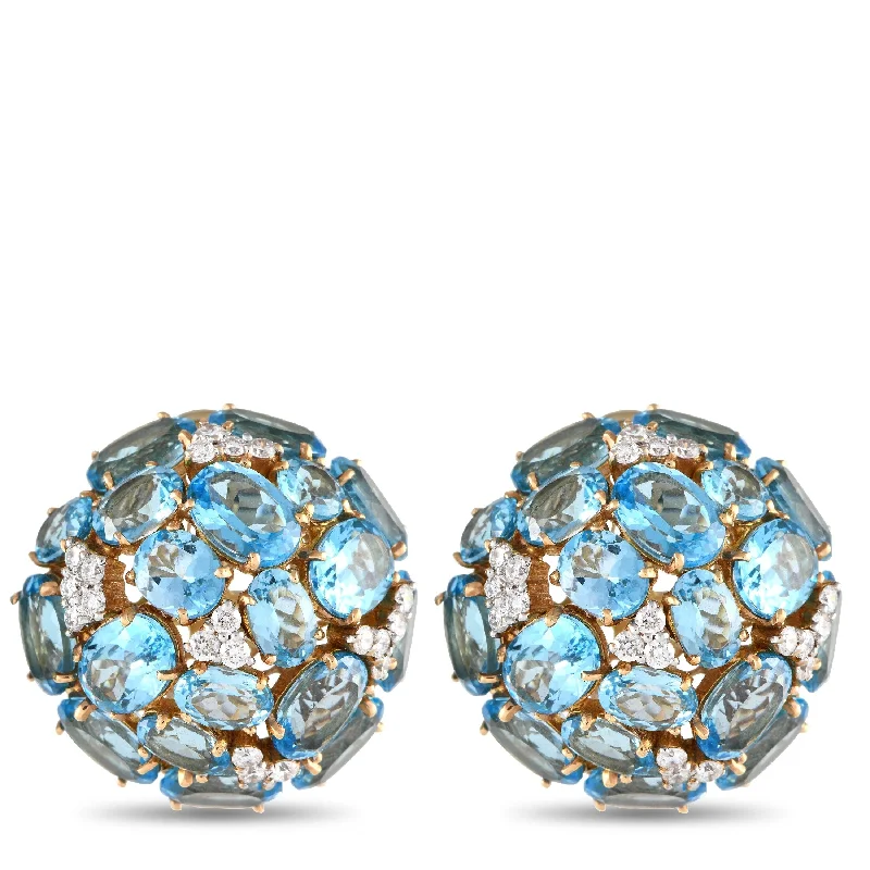 Drop Earrings for Wedding Ceremony -Casato Yellow Gold 0.73ct Diamond and Topaz Earrings 200537