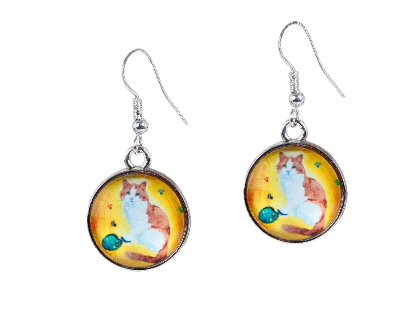 Waterproof Drop Earrings for Outdoor -Cat Earrings- Paw in the Paint