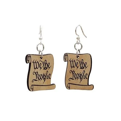 Leverback Drop Earrings for Comfort -Green Tree We The People Earrings #1491