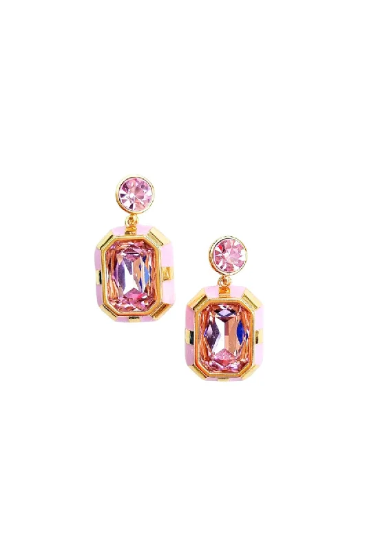 Heavy Duty Drop Earrings for Durability -Aura Pink Glass Earrings