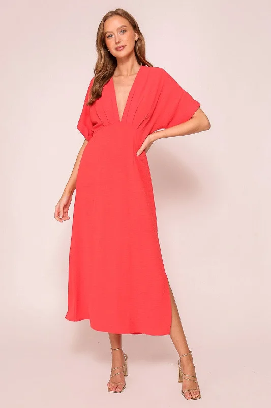 Modern Dresses for Trendy -Red Airy Midi Dress