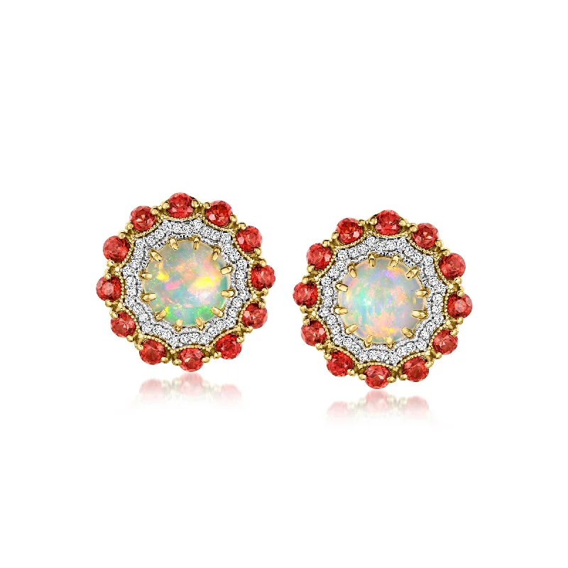 Rhinestone Drop Earrings for Sparkle -Ross-Simons Opal and Garnet Earrings With . White Zircon in 18kt Gold Over Sterling