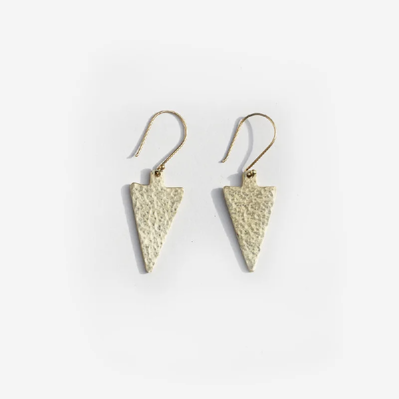 Heavy Duty Drop Earrings for Durability -Arrowhead Brass Earrings