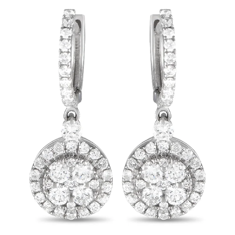 Lightweight Drop Earrings for All Day -White Gold 0.89ct Diamond Drop Earrings AER-7610