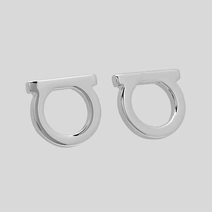 Drop Earrings for School Uniform -FERRAGAMO Gancini Earrings (L) Palladium 760119