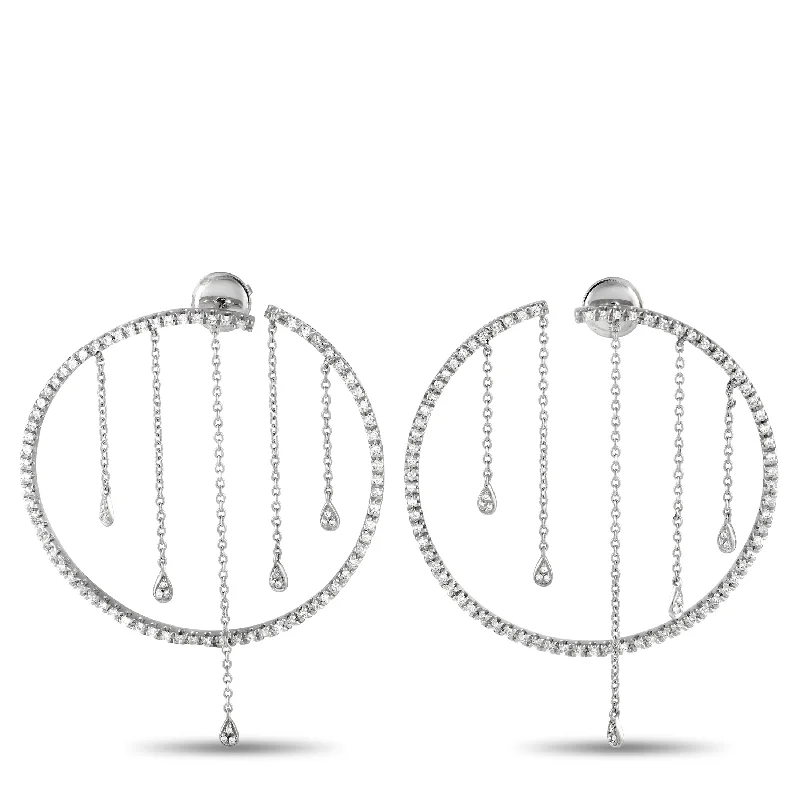 Magnetic Closure Drop Earrings for Easy -Piero Milano White Gold 1.10ct Diamond Earrings PI05051823