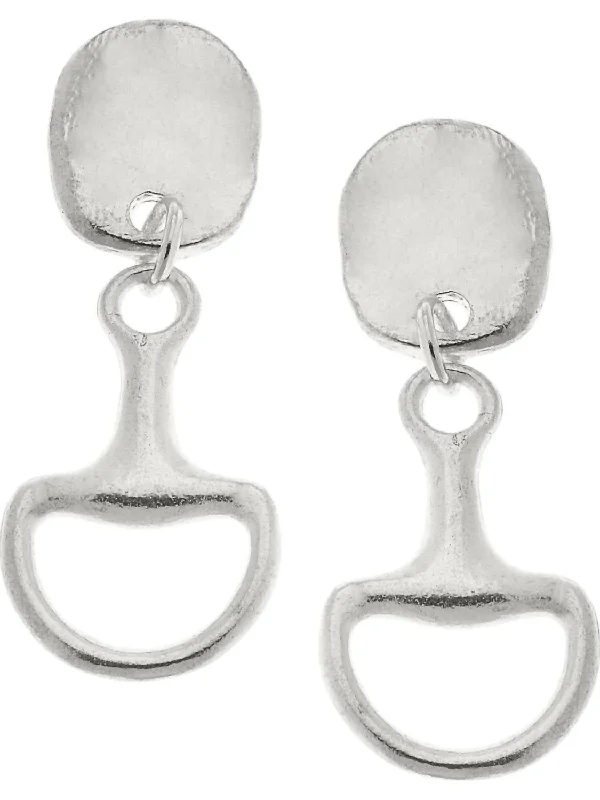 Drop Earrings for Party Look -Horsebit Earrings In Silver