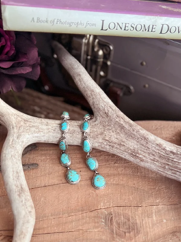 Drop Earrings with Infinity Symbols -Cinco Turquoise Drop Earrings