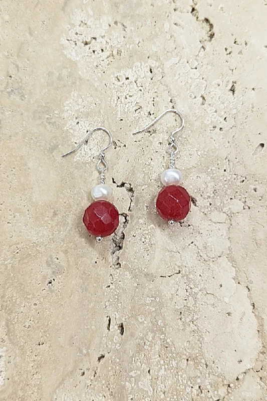 Maximalist Drop Earrings for Bling -Agate and Pearl Earrings