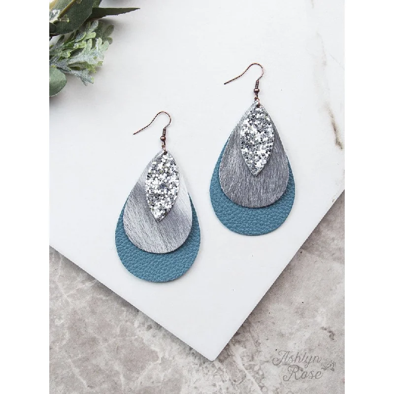 Tarnish Resistant Drop Earrings for Longevity -Southern Grace Triple Layer Teardrop Earrings - Slate