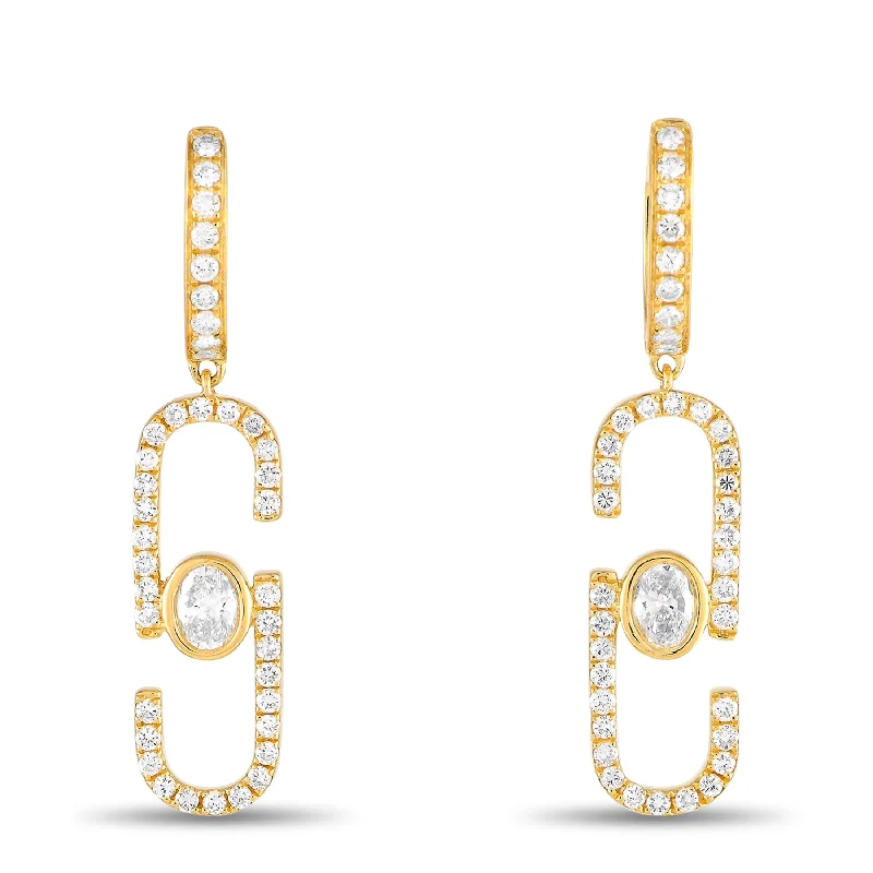 Push Back Drop Earrings for Convenience -Yellow Gold 1.40ct Diamond Earrings AER-19752-Y