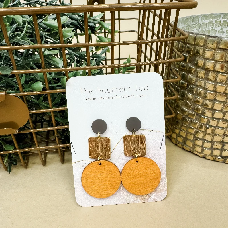 Drop Earrings for Christmas Party -Standing Tall Wooden Circle Earrings