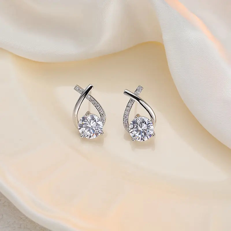 Drop Earrings with Infinity Symbols -Creatively Designed Cross Earrings With Sparkling Zirconia for Women