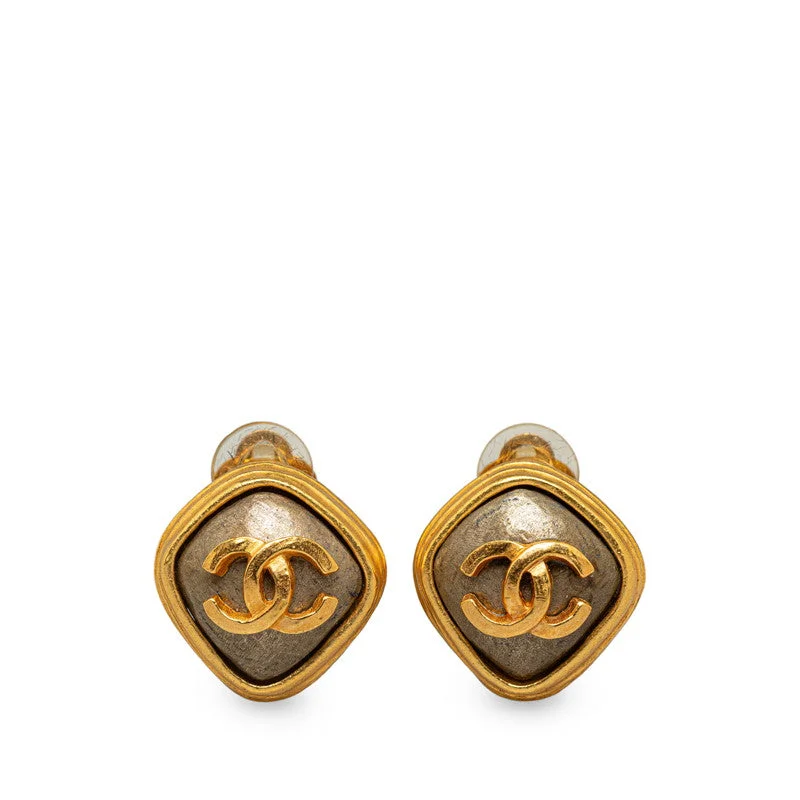 Drop Earrings with Leaf Motifs -Chanel Coco Mark Stone Earrings Gold