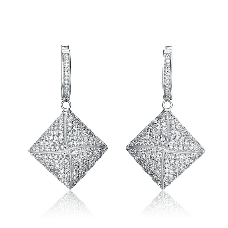 Drop Earrings for Party Look -GENEVIVE Sterling Silver Cubic Zirconia Dangle Earrings