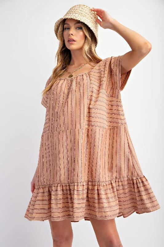 Off-shoulder Dresses for Feminine -Rusty Coral Oversized Dress