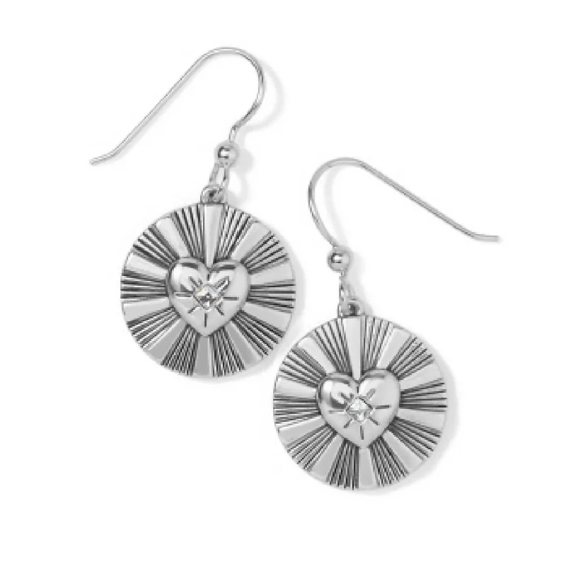 Detachable Drop Earrings with Charms -Women's Celeste Heart French Wire Earrings In Silver