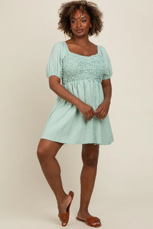 Celtic Dresses with Knotwork -Mint Green Textured Bodice Dress