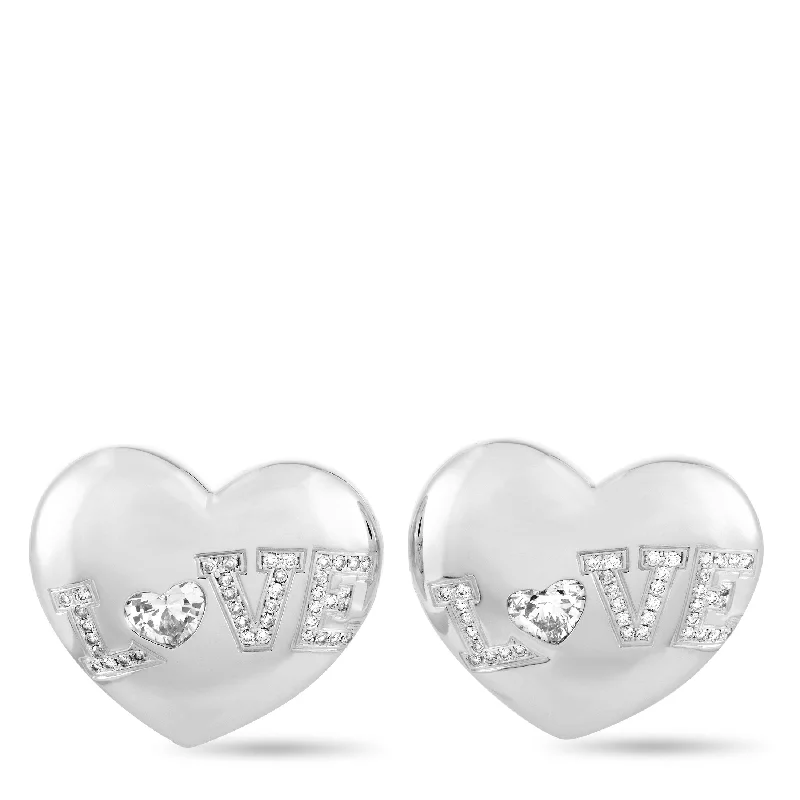 Oval Drop Earrings for Grace -Chopard White Gold Diamond Heart Earrings 842900-1001