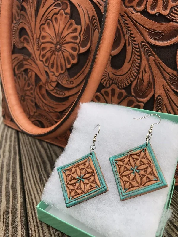 Drop Earrings for Yoga Session -Turquoise Square Earrings