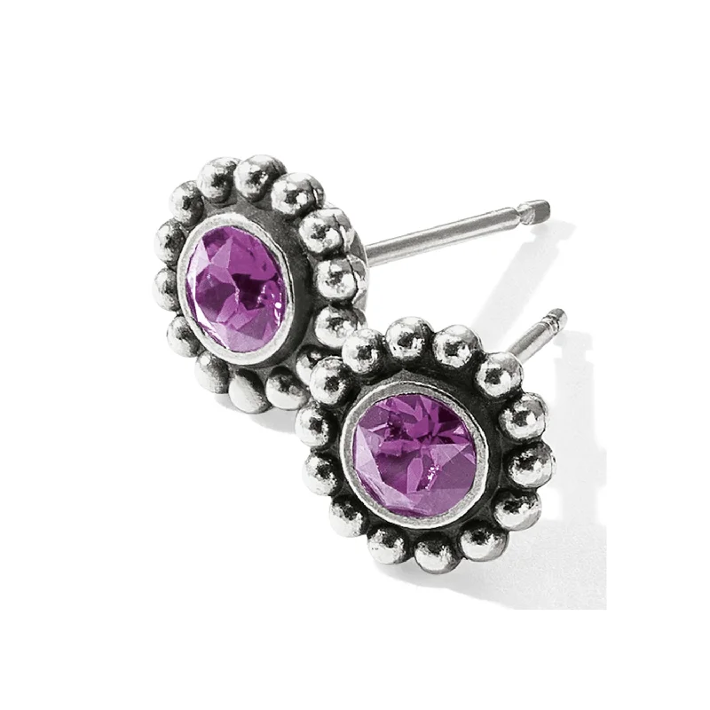 Ethnic Drop Earrings with Tribal Design -Twinkle Mini Post  Earrings/Amethyst