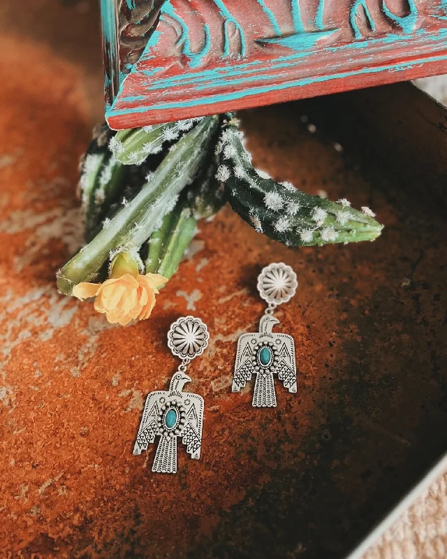 Small Drop Earrings for Delicate -Thunderbird Turquoise Post Earrings