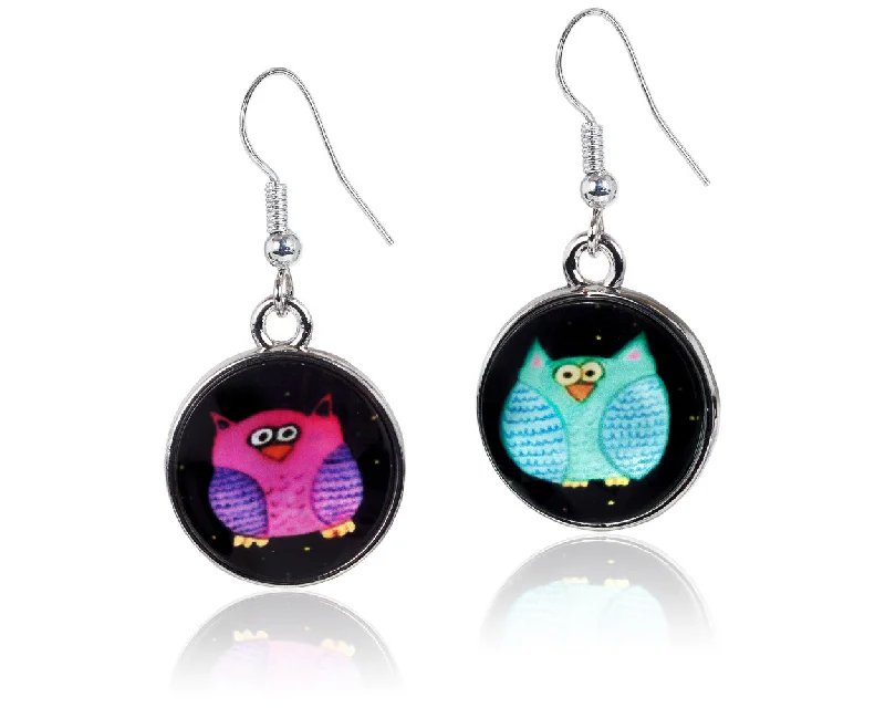 Heart Shaped Drop Earrings for Love -Owl Earrings - Lydia and Harry