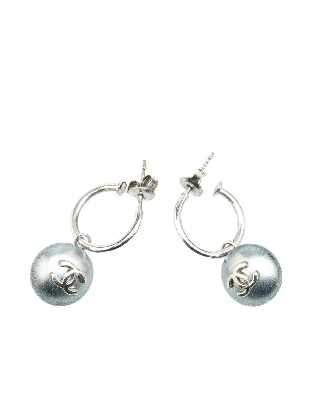 Drop Earrings for Travel Look -Silver Swing Faux Pearl Push Back Earrings