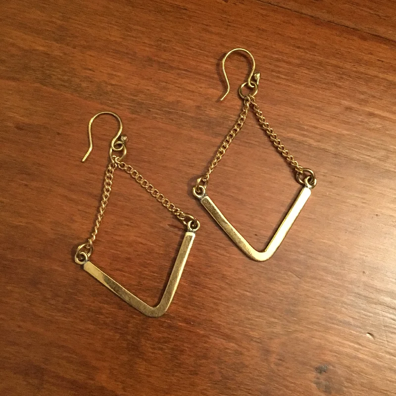 Short Drop Earrings for Subtle -Lindi Brass Earrings