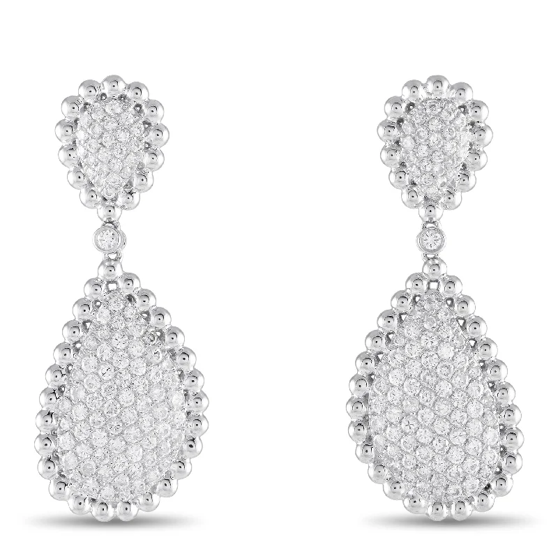 Drop Earrings with Star Motifs -White Gold 2.10ct Diamond Dangle Earrings AER-17843