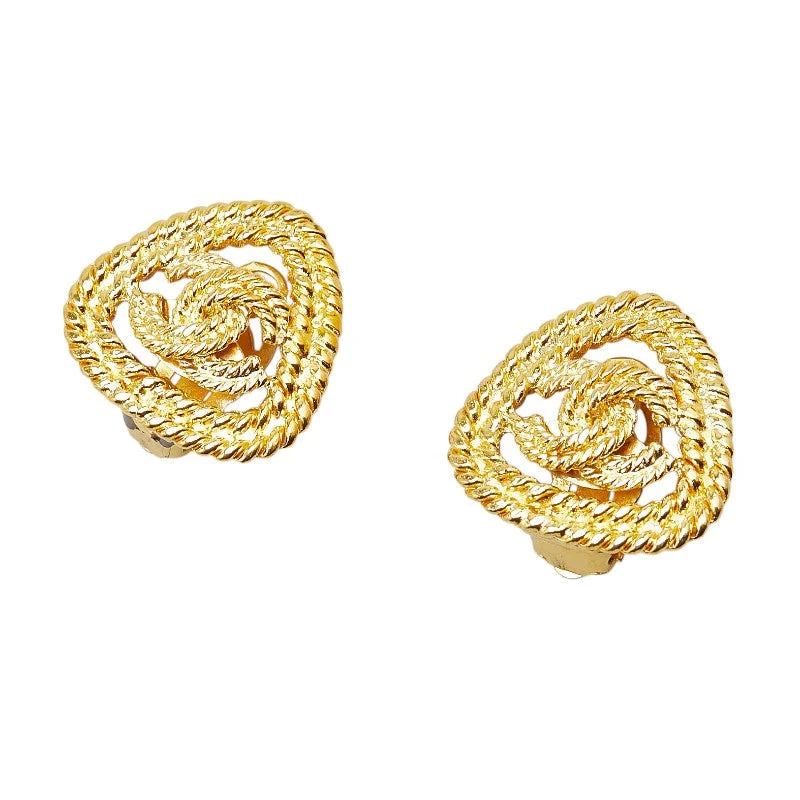 Drop Earrings for Shopping Trip -Chanel Coco Mark Triangle Earrings Gold