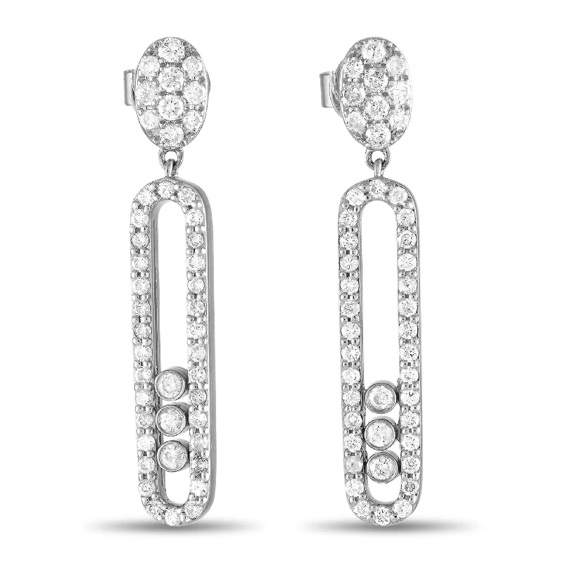 Waterproof Drop Earrings for Outdoor -White Gold 1.00ct Diamond Earrings ER28881-W