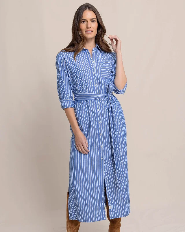 Party Dresses for Celebration -Farren Striped Shirt Dress