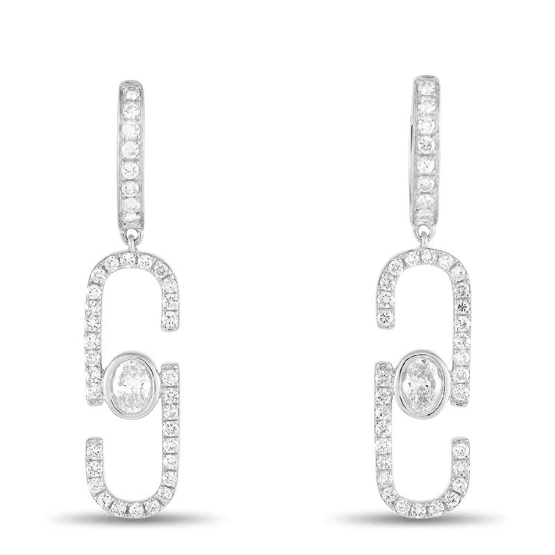 Floral Drop Earrings with Petals -White Gold 1.40ct Diamond Earrings AER-19752