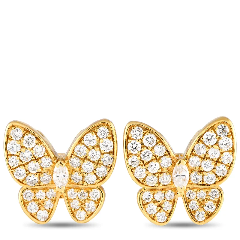 Retro Drop Earrings for Nostalgia -Yellow Gold 1.33ct Diamond Butterfly Earrings AER-15908-Y