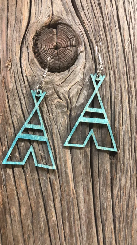 Drop Earrings for Wedding Ceremony -Creepy Teepee Turquoise Earrings