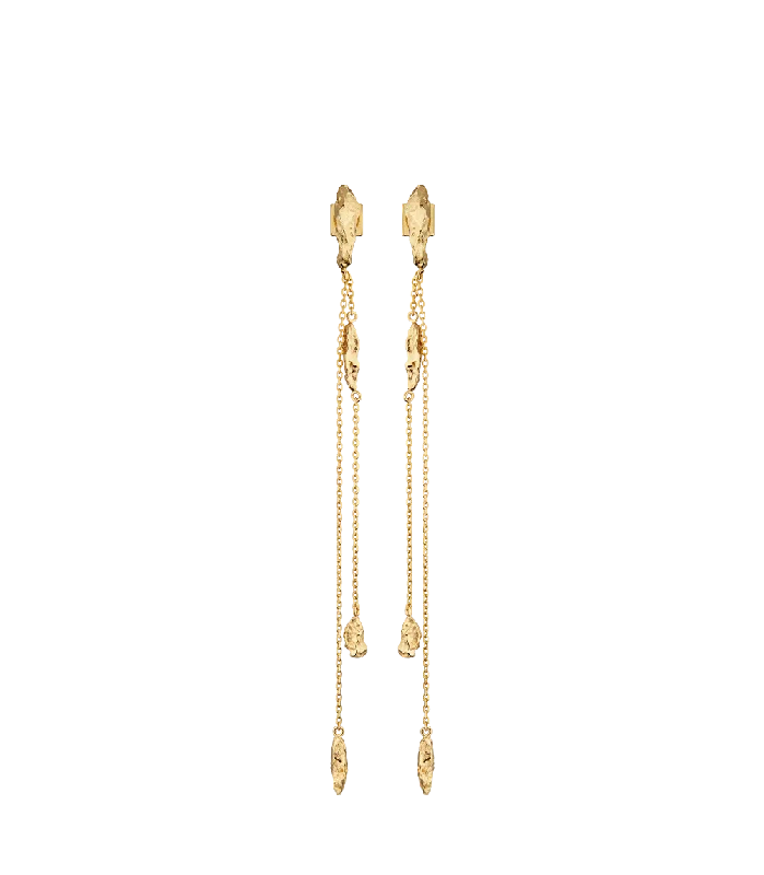 Drop Earrings with Animal Motifs -Eroz Chain Earrings - 24 carat gold-gilded edition