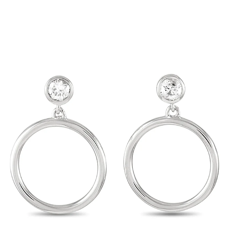 Drop Earrings for Office Wear -White Gold 0.18 ct Diamond Earrings AER-15713W