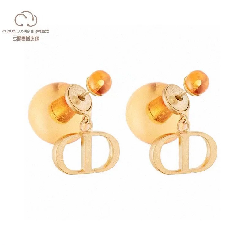 Drop Earrings with Leaf Motifs -CD niche amber gold letter earrings EHA196