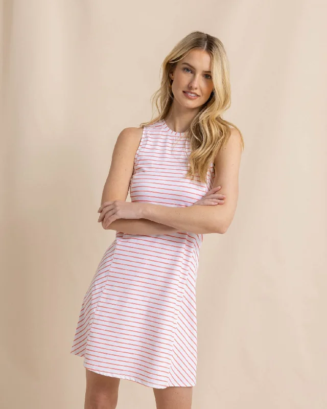 Pink Dresses for Feminine -Lyllee Striped Performance Dress