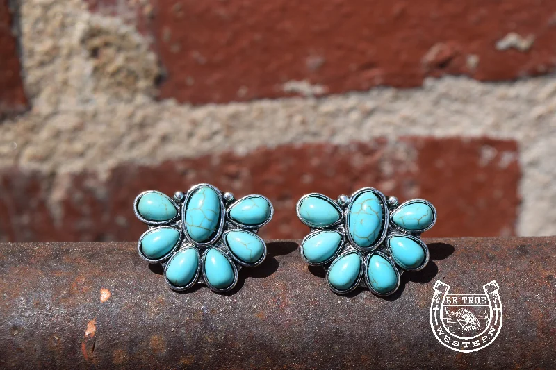 Studded Drop Earrings with Gemstones -The Turquoise Stonehenge Earrings