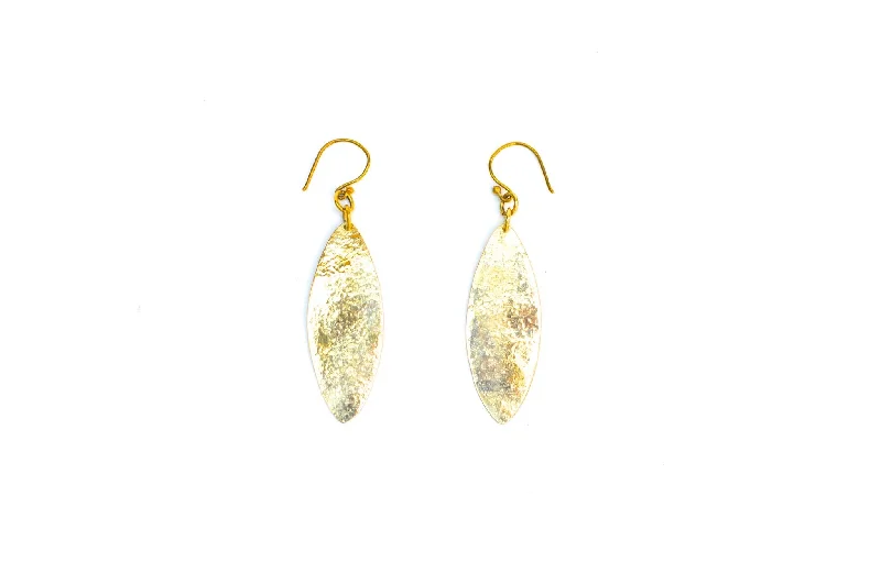 Drop Earrings with Embossed Patterns -Spear Brass Earrings