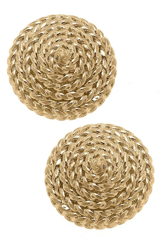 Contemporary Drop Earrings for Fashion -Ethel Rope Coil Earrings in Worn Gold