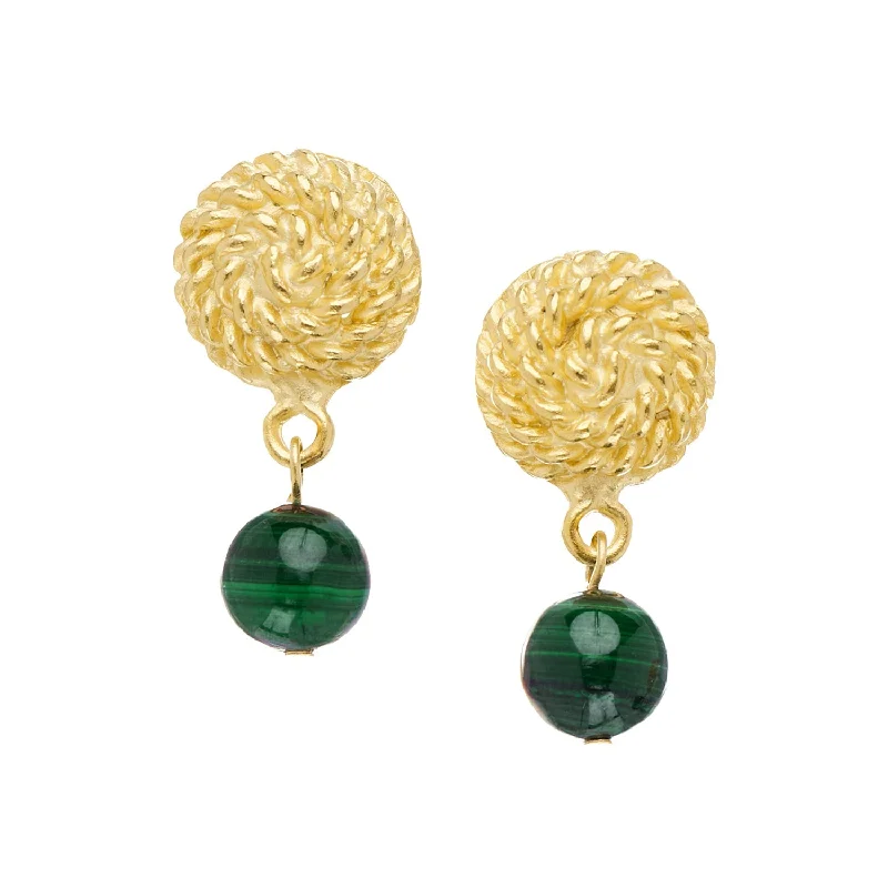 Drop Earrings with Filigree Work -Susan Shaw Malachite Rope Earrings