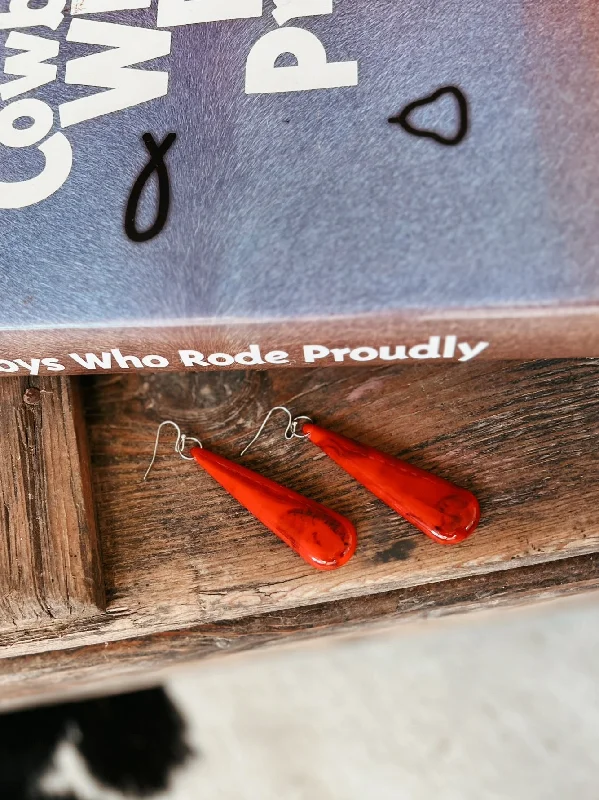 Drop Earrings for Yoga Session -Thick Red Dangle Earrings