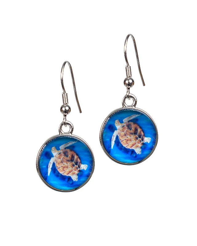 Drop Earrings with Keyhole Designs -Loggerhead Sea Turtle Earrings- The Pilgrim